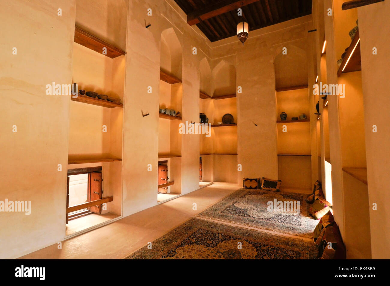 Interior room of Jabrin (Jibreen, Jabreen, Gibreen) Castle, Oman Stock Photo