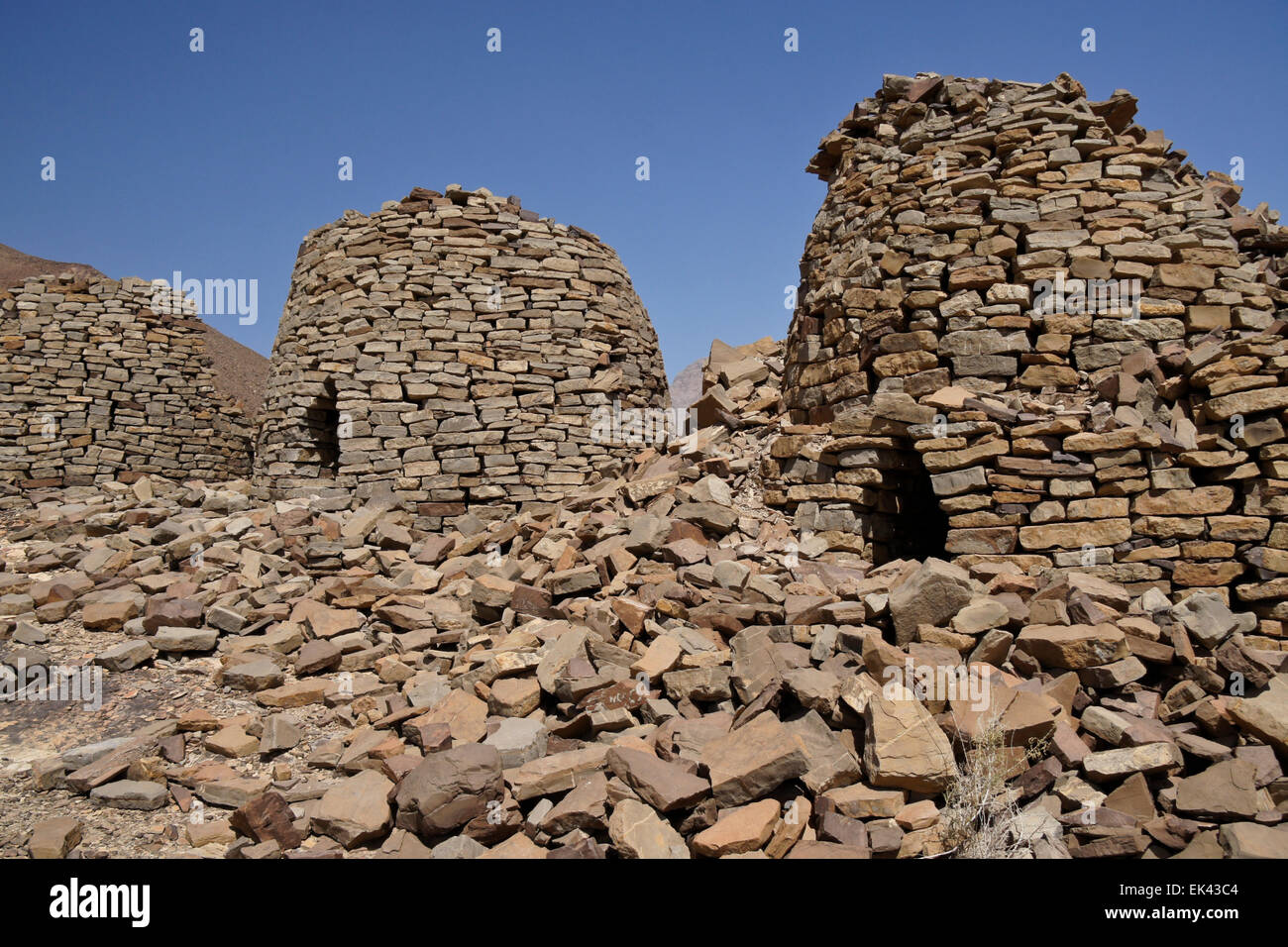 Qubur Juhhal beehive tombs at Al-Ayn, Oman Stock Photo