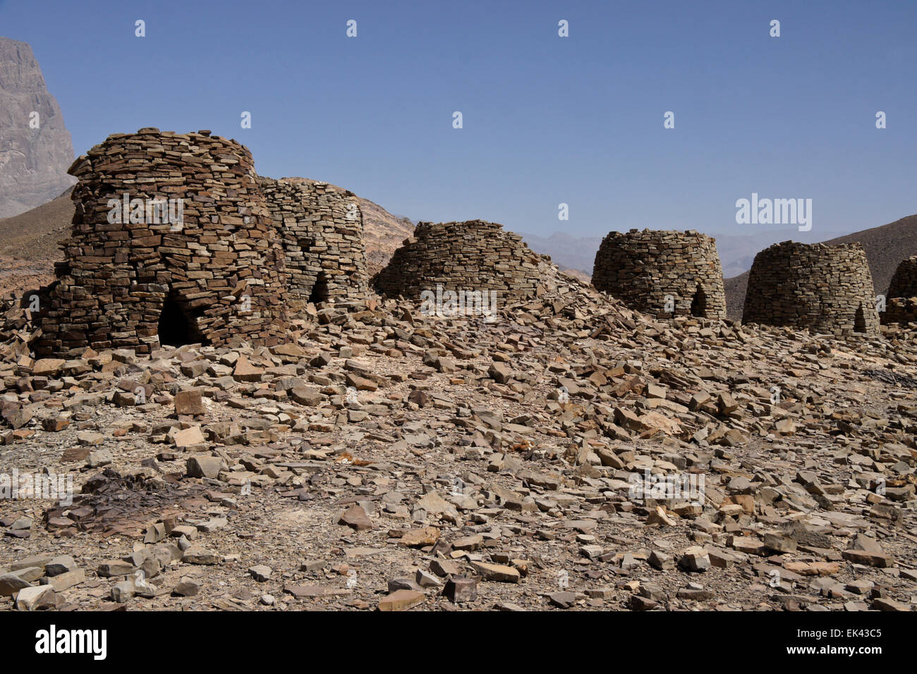 Qubur Juhhal beehive tombs at Al-Ayn, Oman Stock Photo