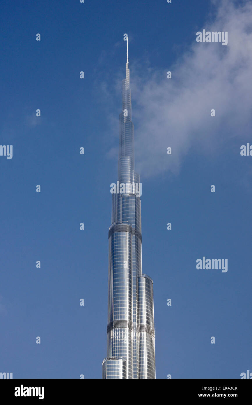 Top of the Burj Khalifa in the clouds, Dubai, United Arab Emirates Stock Photo