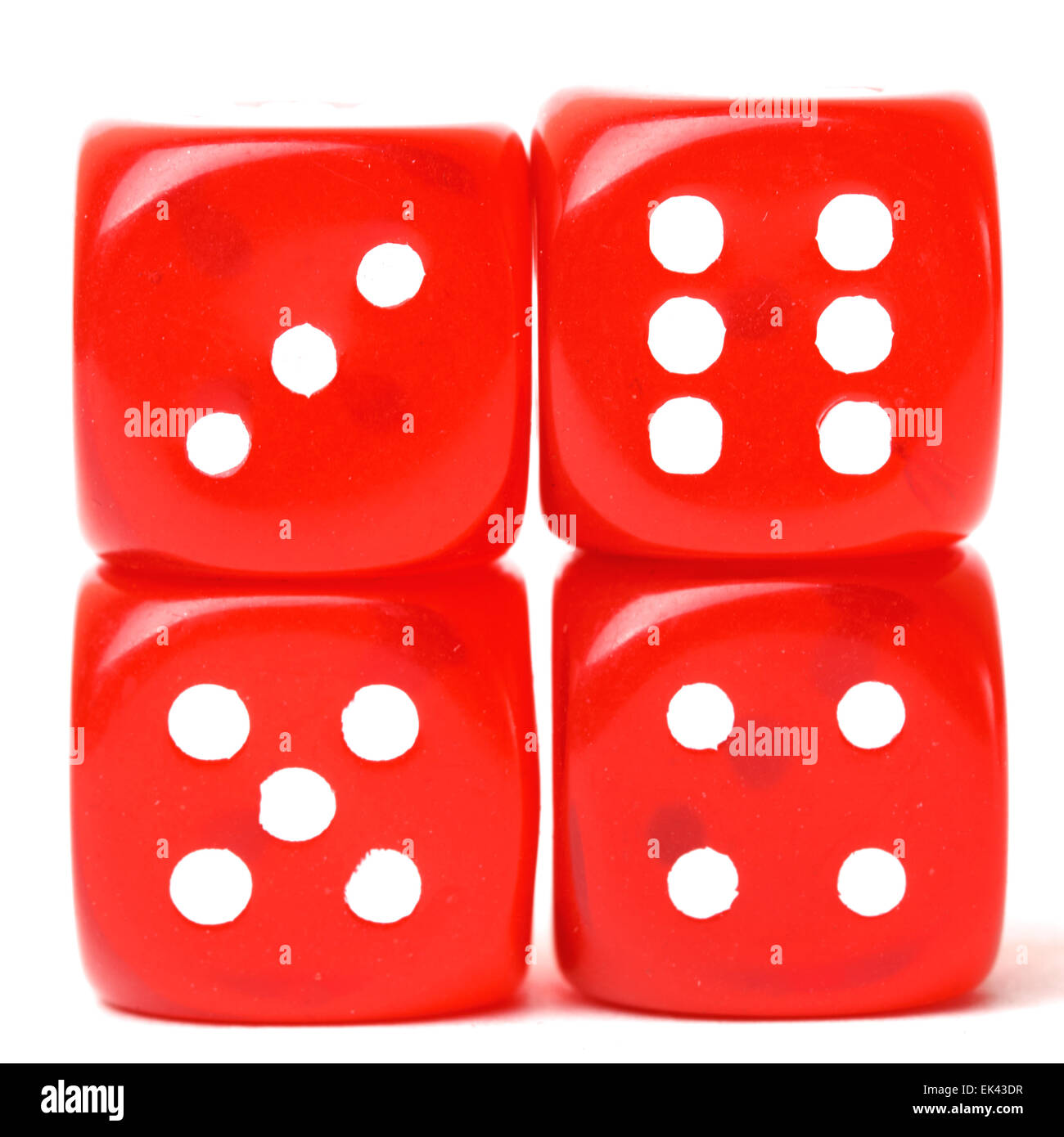 rolling red dice isolated on white Stock Photo