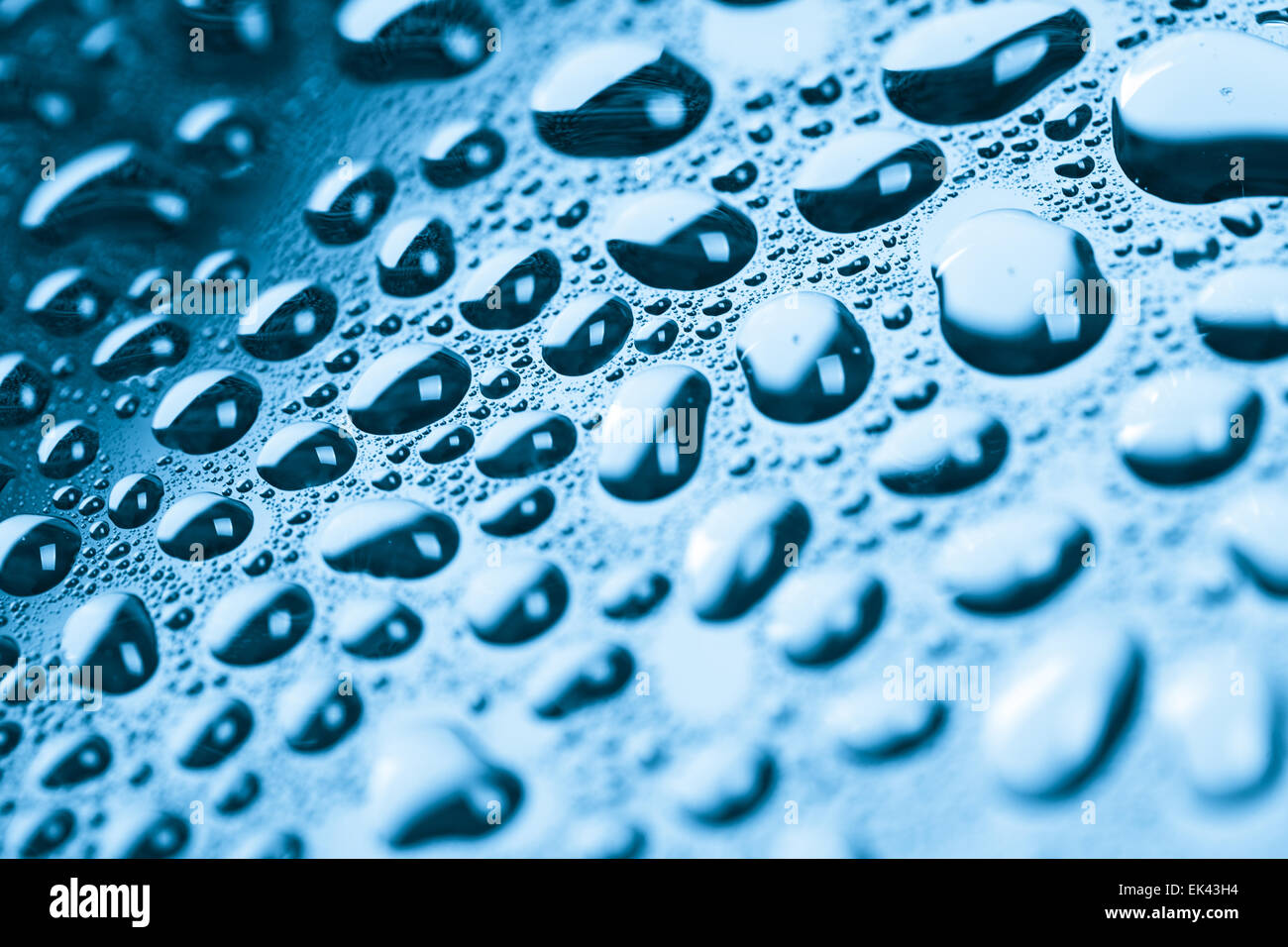 water drops on blue background Stock Photo