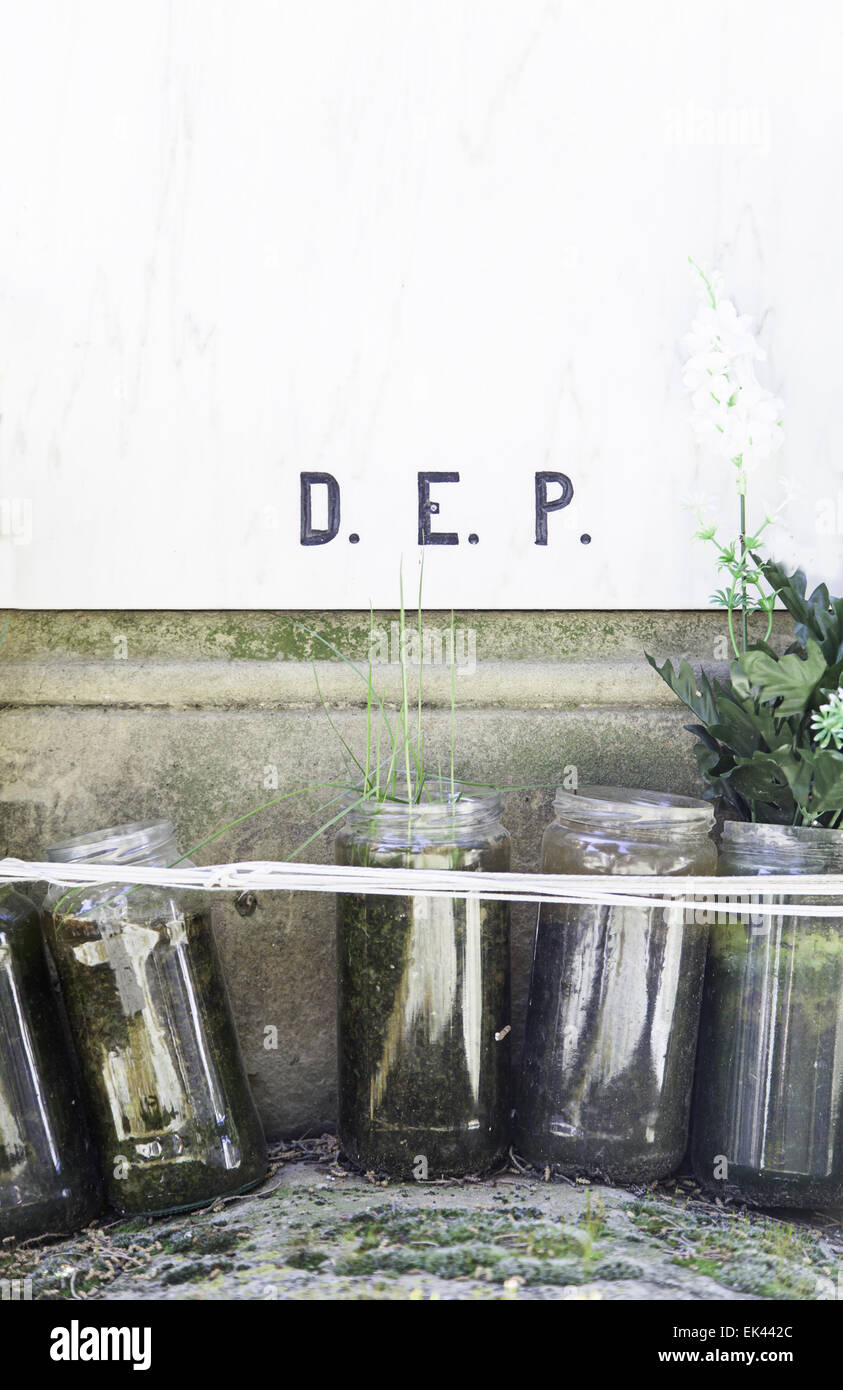 Tomb with candles, detail from a graveyard Stock Photo Alamy