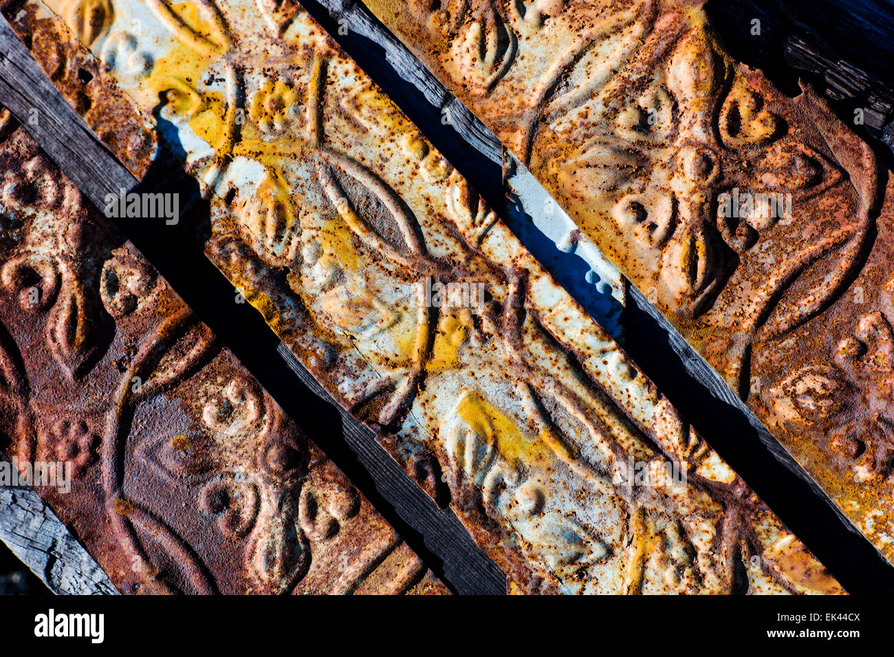 Barren land along Arkansas River owned by Union Pacific Railroad, includes many railroad era artifacts. Stock Photo