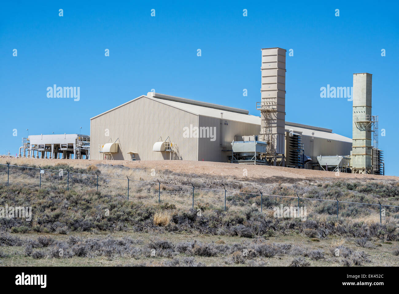 Coyote Creek Natural Gas Pipeline Compressor Station - Utah / Wyoming Border Stock Photo