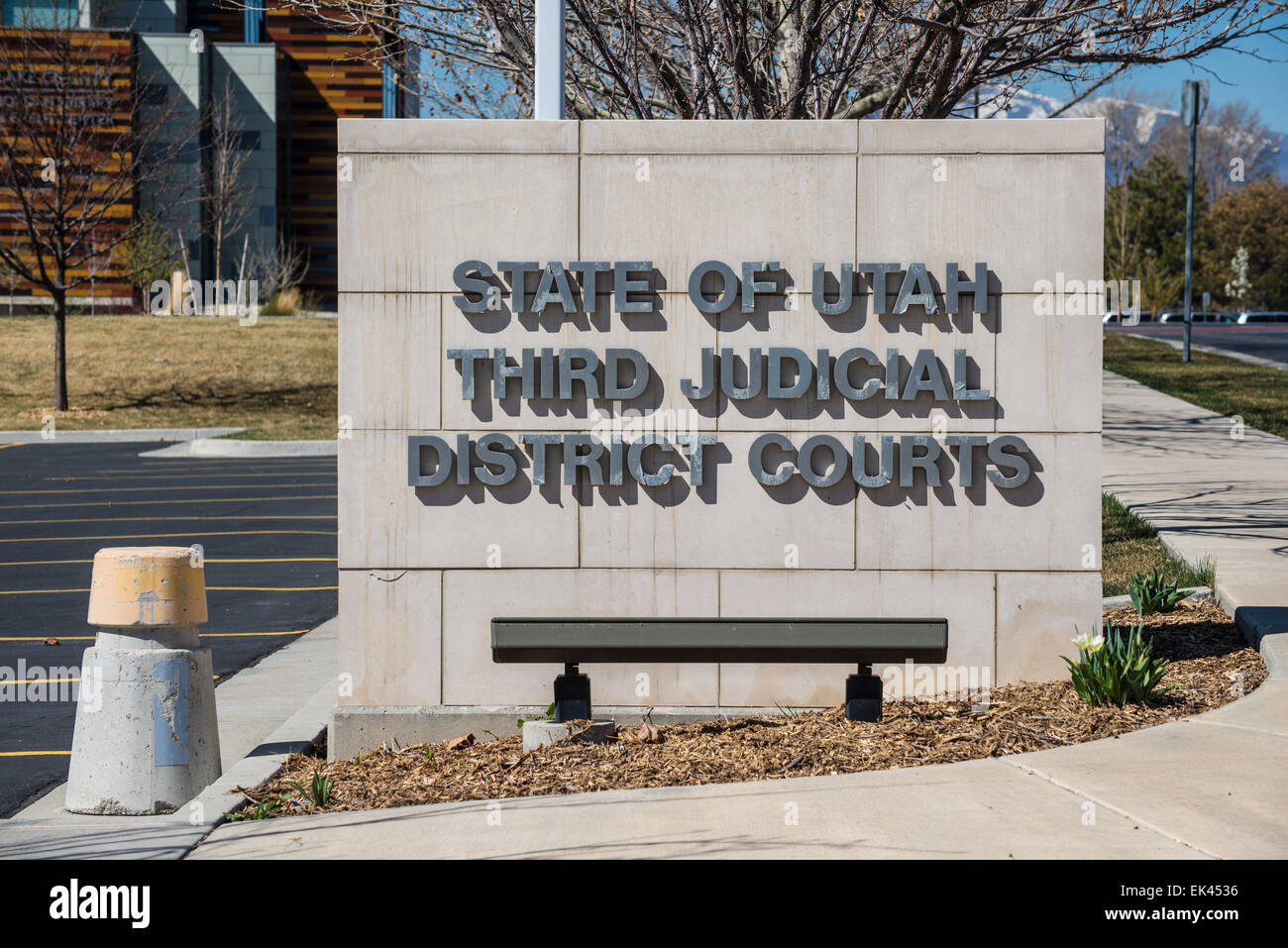 State of Utah Third Judicial District Courts Sign Stock Photo