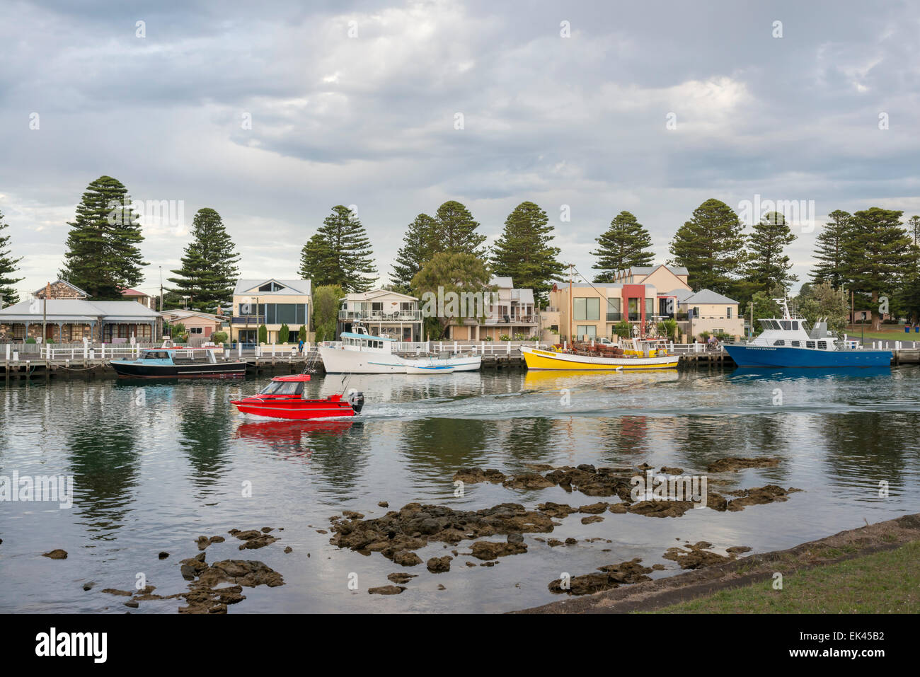 The village of Port Fairy on the Moyne River, Victoria Australia Stock Photo