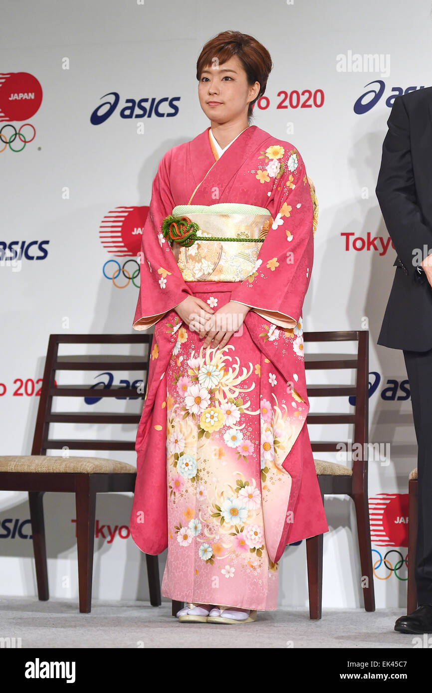 Kasumi Ishikawa, APRIL 6, 2015 : Asics has Press conference in Tokyo. Asics  announced that it has entered into a partnership agreement with the Tokyo  Organising Committee of the Olympic and Paralympic