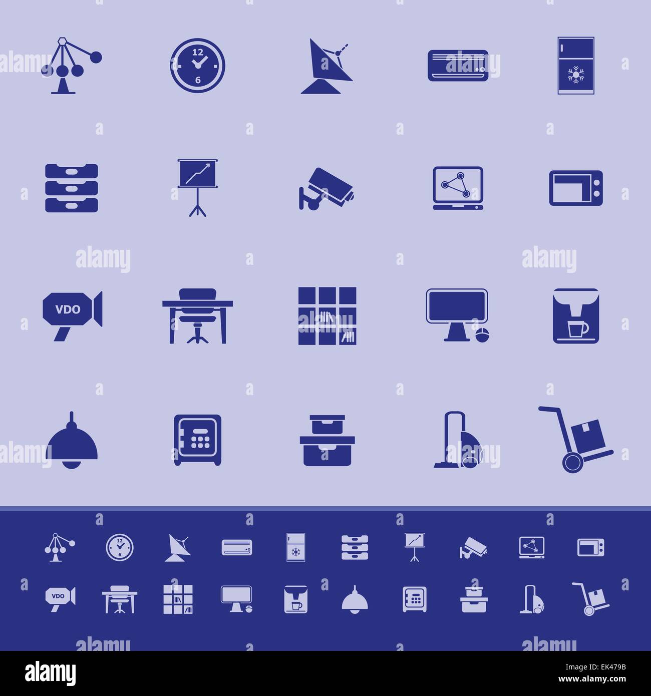 General office color icons on blue background, stock vector Stock ...