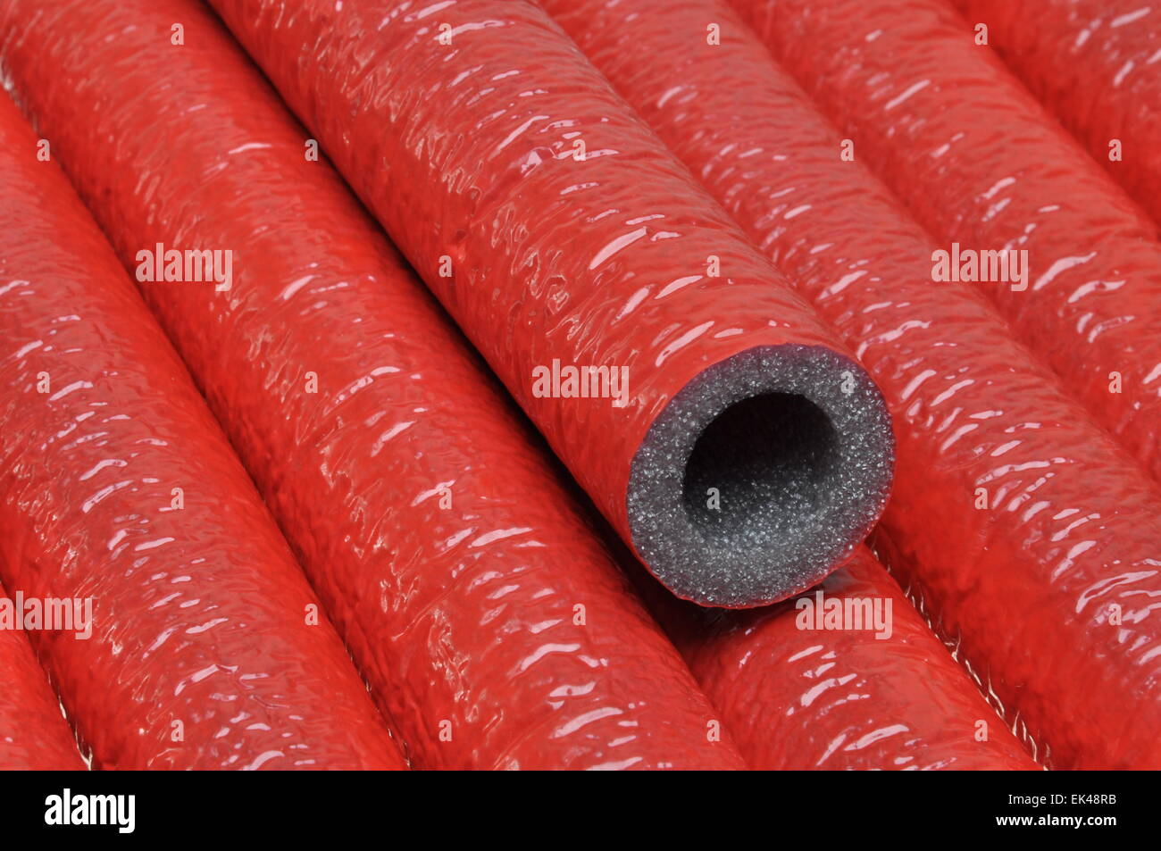 Pipe insulation on hot water pipes Stock Photo Alamy