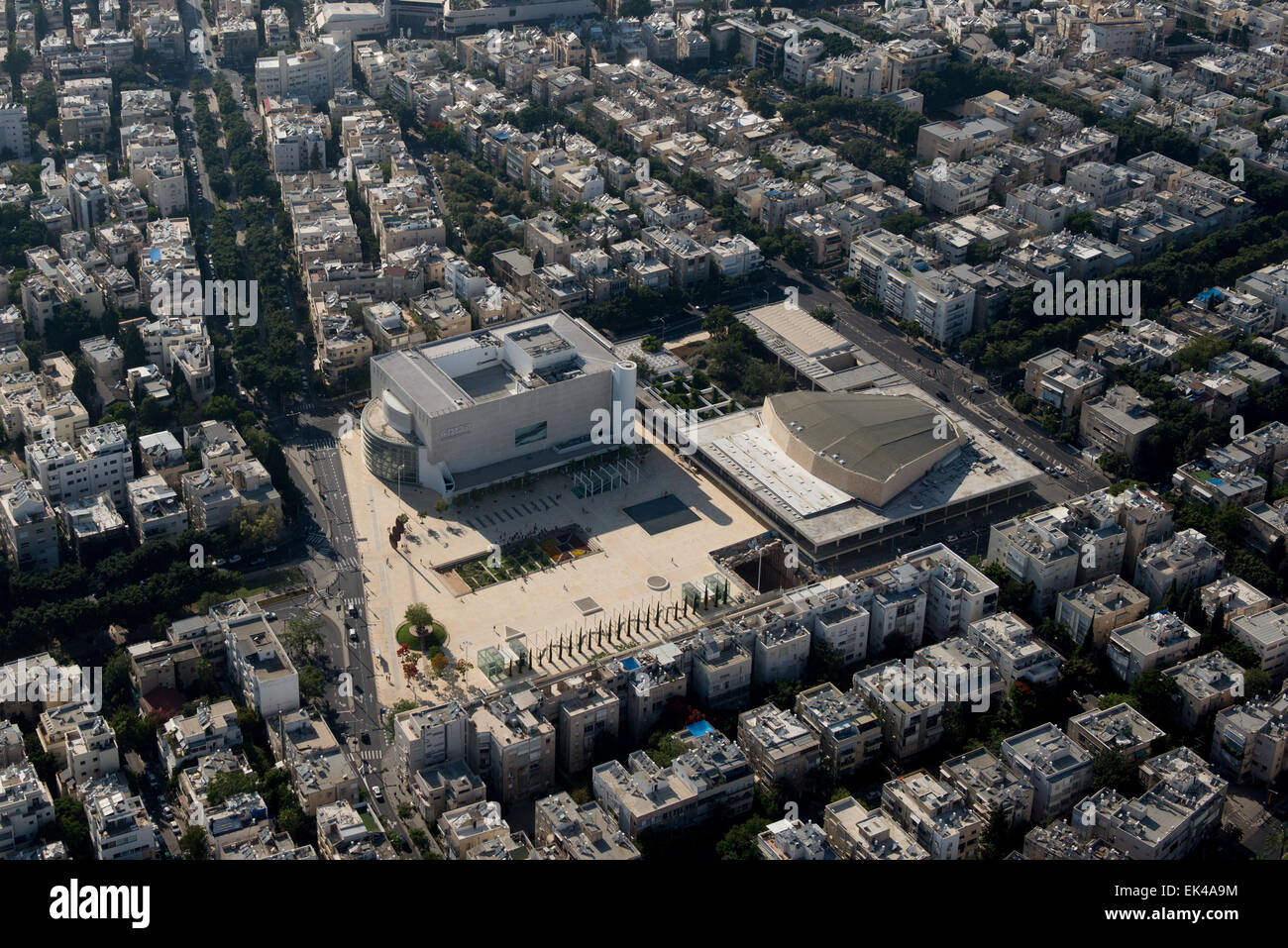 Aerial Photography of Tel Aviv, Israel Habimah square Stock Photo
