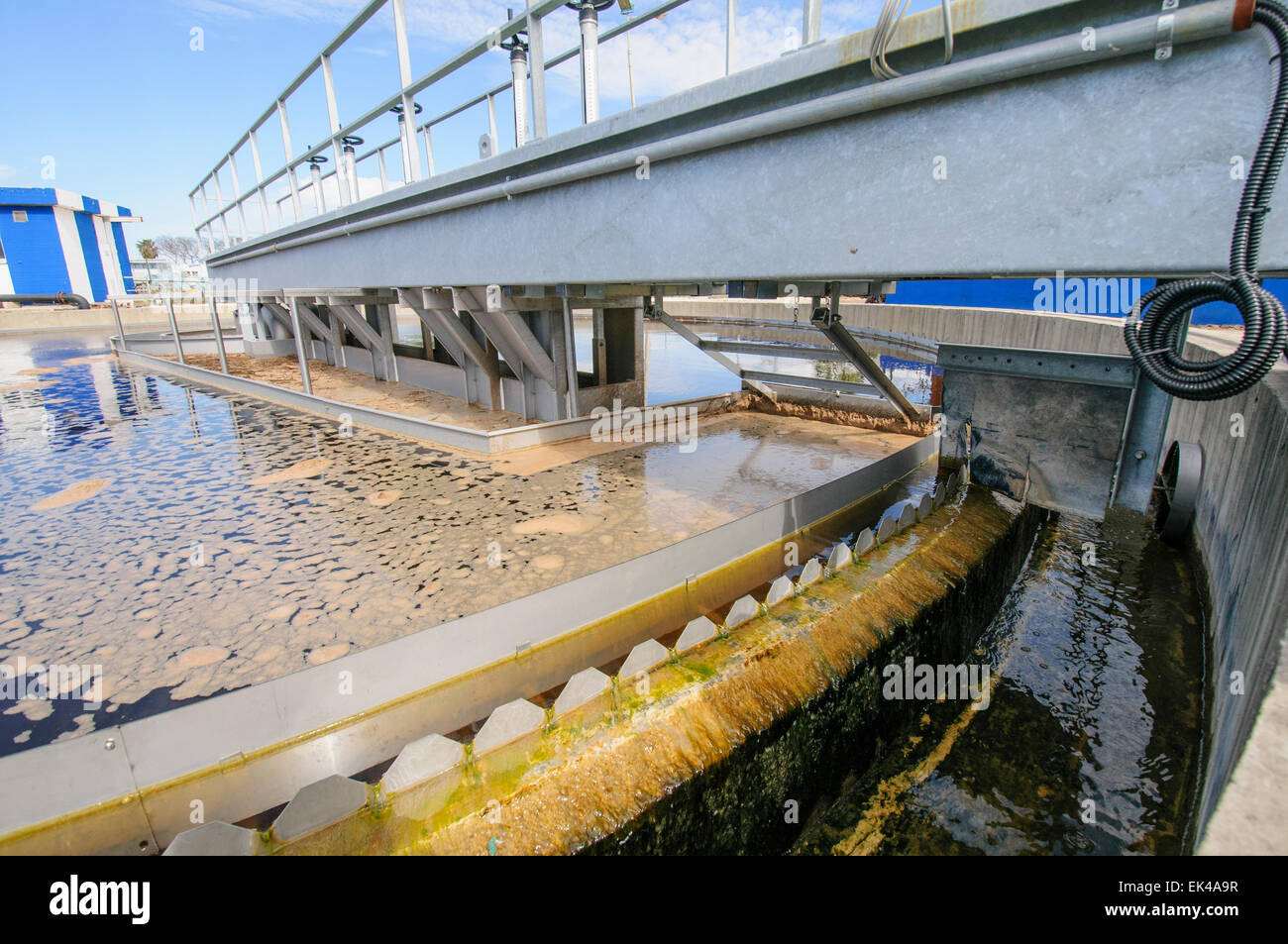 Sewerage treatment facility. The treated water is then used for irrigation and agricultural use. Photographed near Hadera, Israe Stock Photo