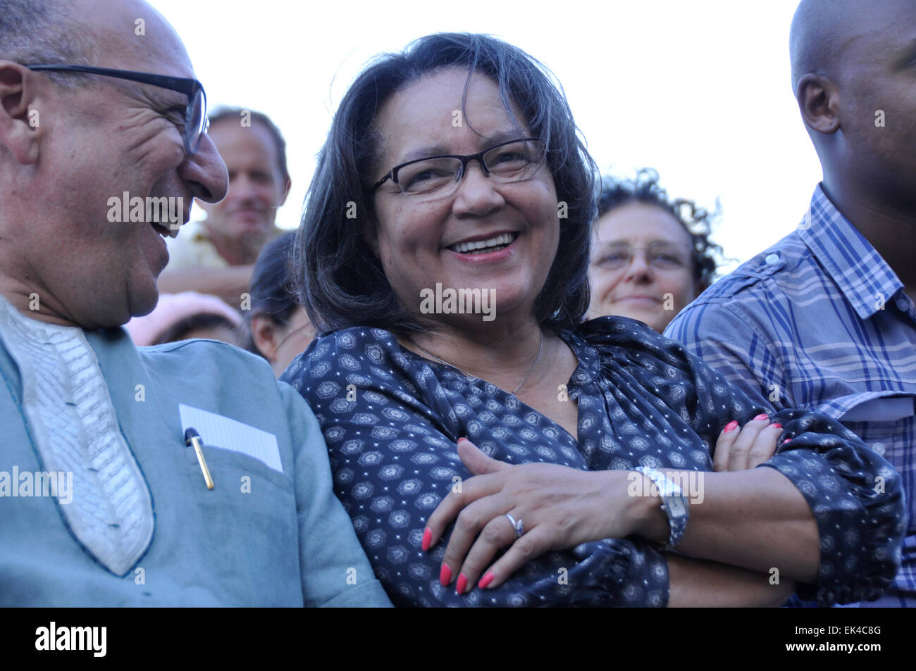 Trevor Manuel, former Minister of Finance , Minister in the Presidency and Patricia de Lille, Mayor of Cape Town at  at an interfaith service held at the Grand Parade Cape Town to honour Nelson Mandela after he died. 08.12.2013 Cape Town Stock Photo