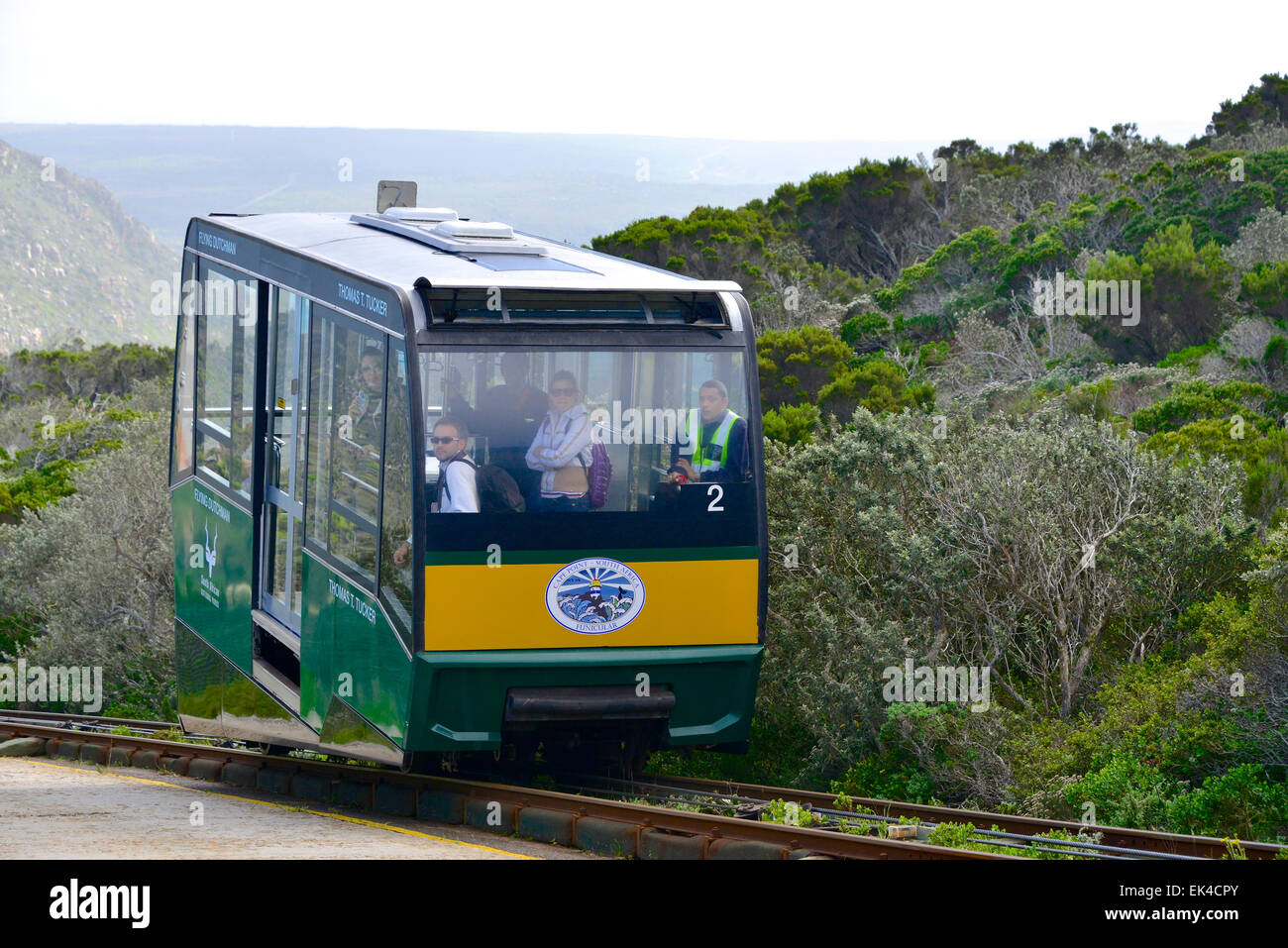 A train transporting tourist up the steep accent to Cape Point's ...