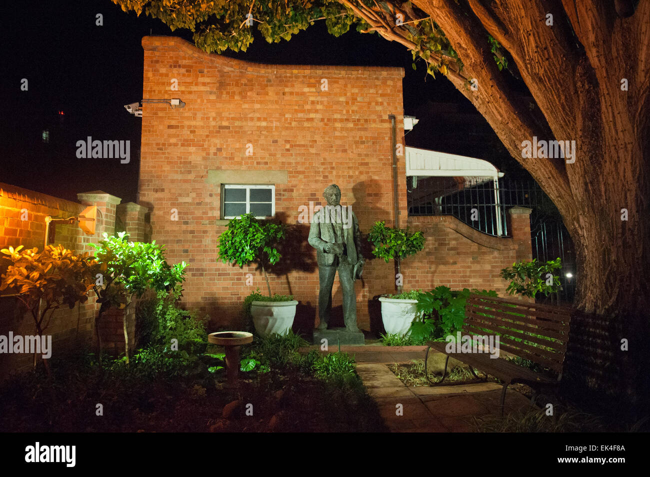 a statue of cecil john rhodes was stolen in broard daylight from the mafikeng /mahikeng strain station and taken to The Kimberly Club a boutique hotel in kimberly the northen cape. the hotel says that they have taken the statue to preserve white history and heritage thats slowely being eroded away. Stock Photo