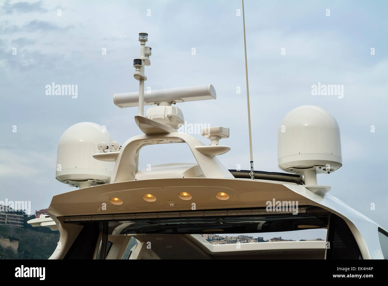 Italy, Naples, Atlantica luxury yacht (Cantieri di Baia boatyard) Stock Photo