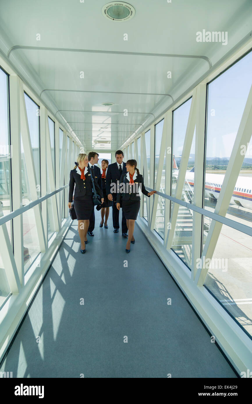Italy, Sardinia, Olbia International Airport, flight assistants in a