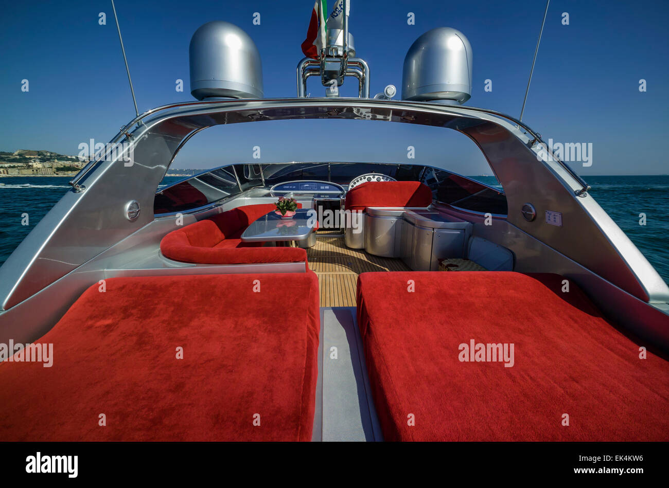 Italy, Circeo (Rome), Tyrrhenian sea, Rizzardi 63 luxury yacht, cockpit