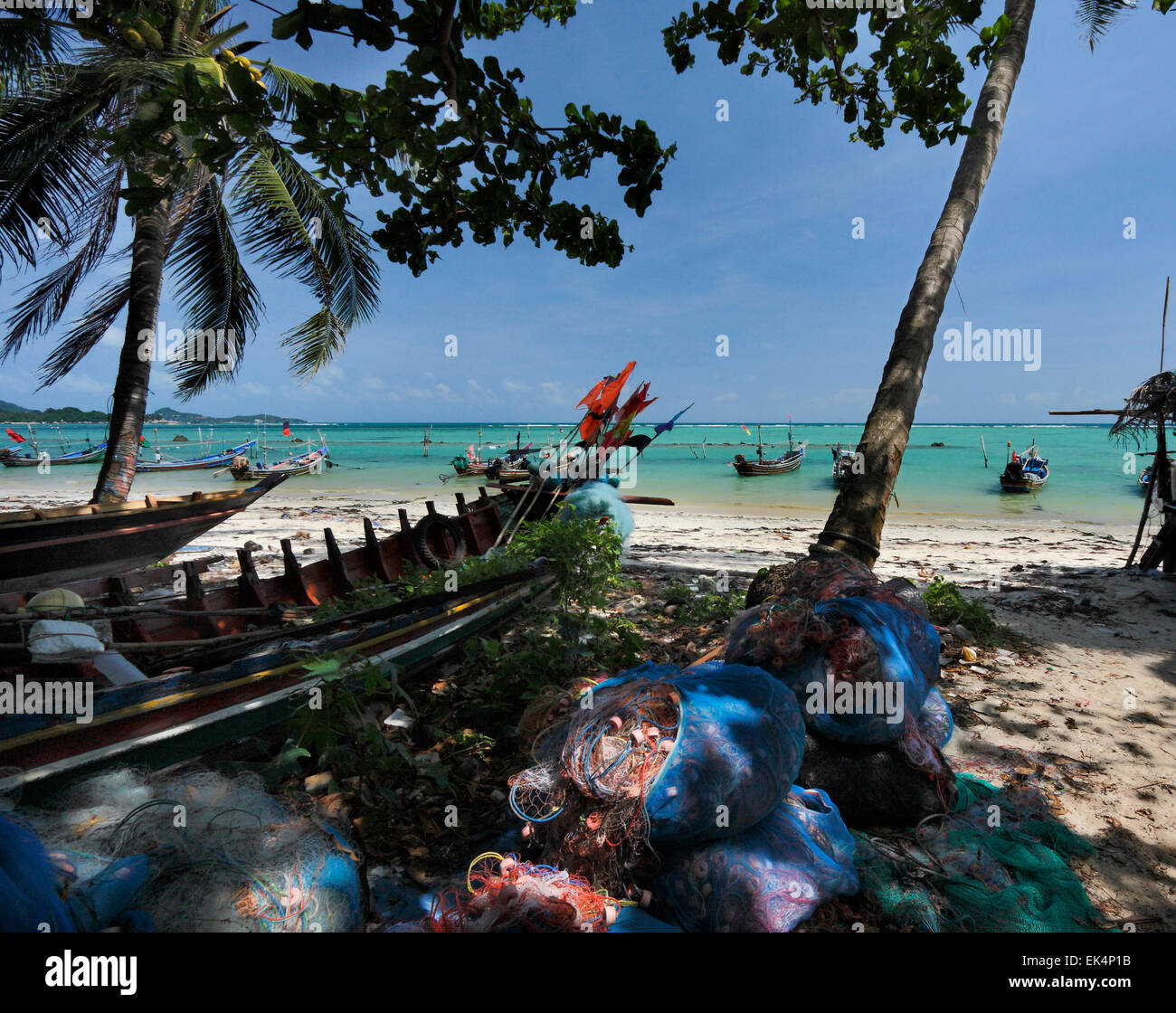 Samui Local Fish Thailand, Koh Samui (Samui Island), local fishing boats and nets Stock ...