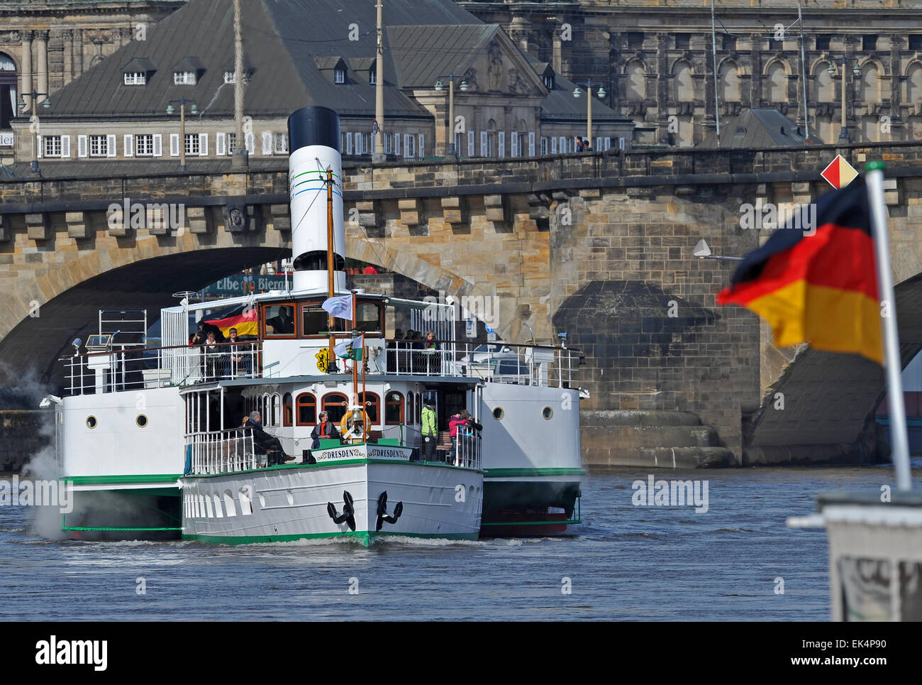 Dresden, Germany. 7th Apr, 2015. The steam boat 'Dresden' built in 1926