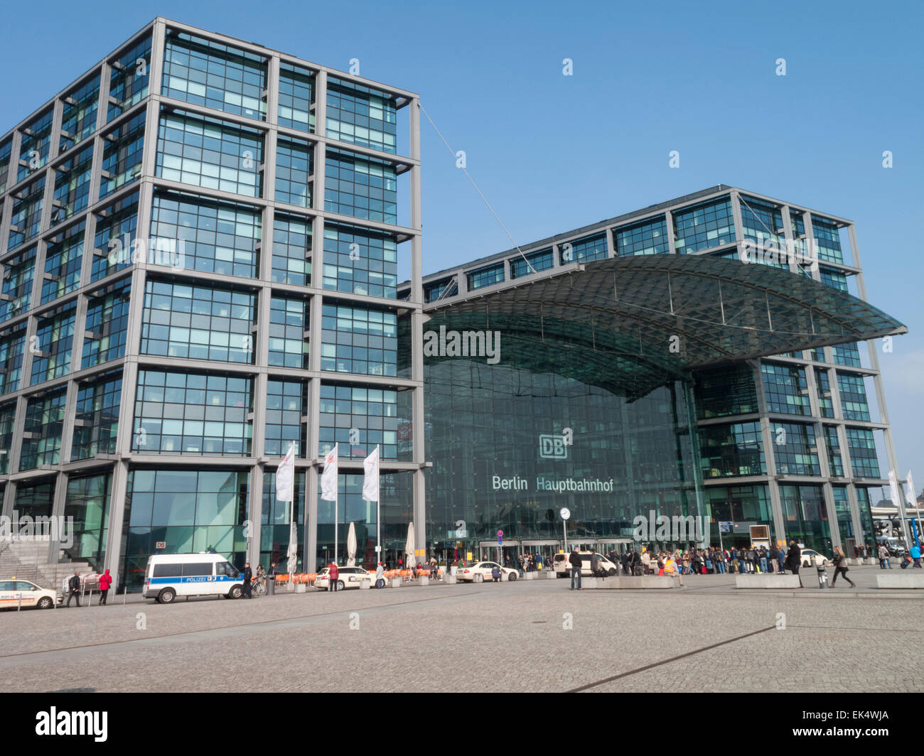 Berlin Hauptbahnhof, main railway Station facade entrance Stock Photo