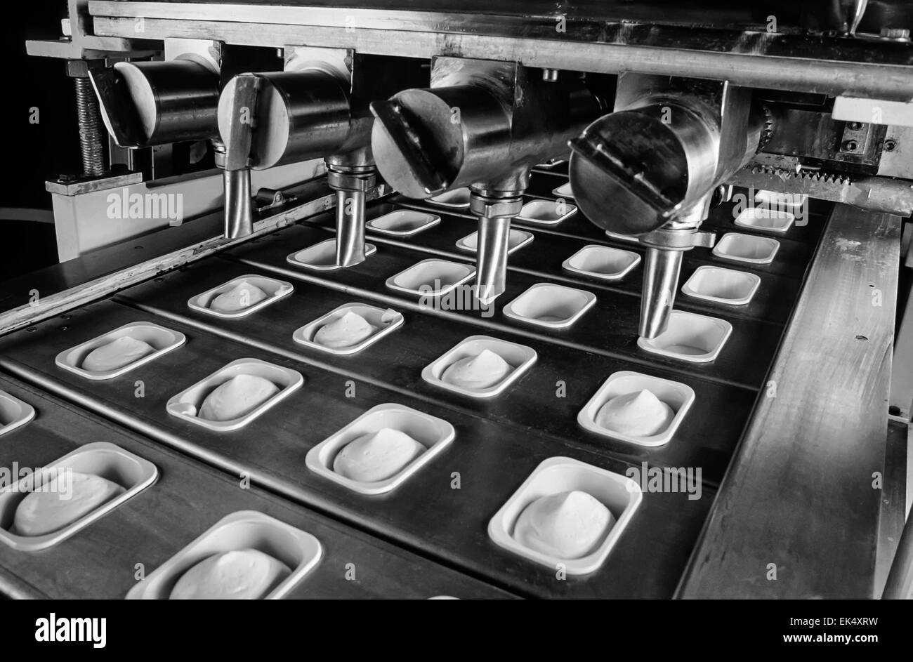 Italy, industrial ice cream preparation machine (FILM SCAN Stock Photo
