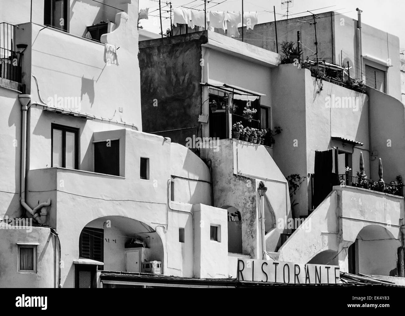 Italy, Campania, Capri Island (Naples), houses near the port - FILM SCAN Stock Photo