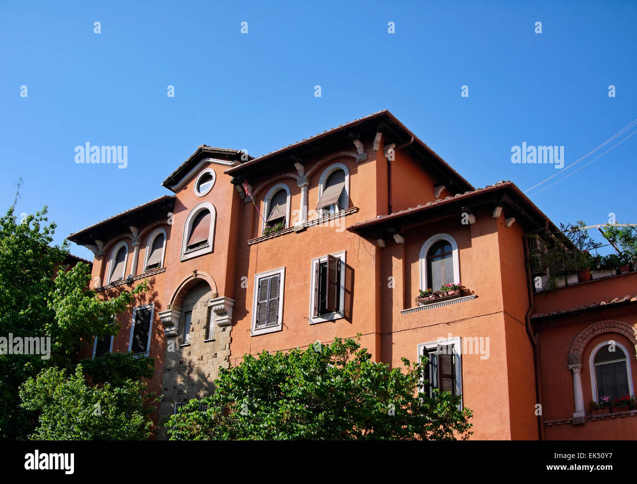 Italy, Rome, Garbatella, old building facade Stock Photo - Alamy