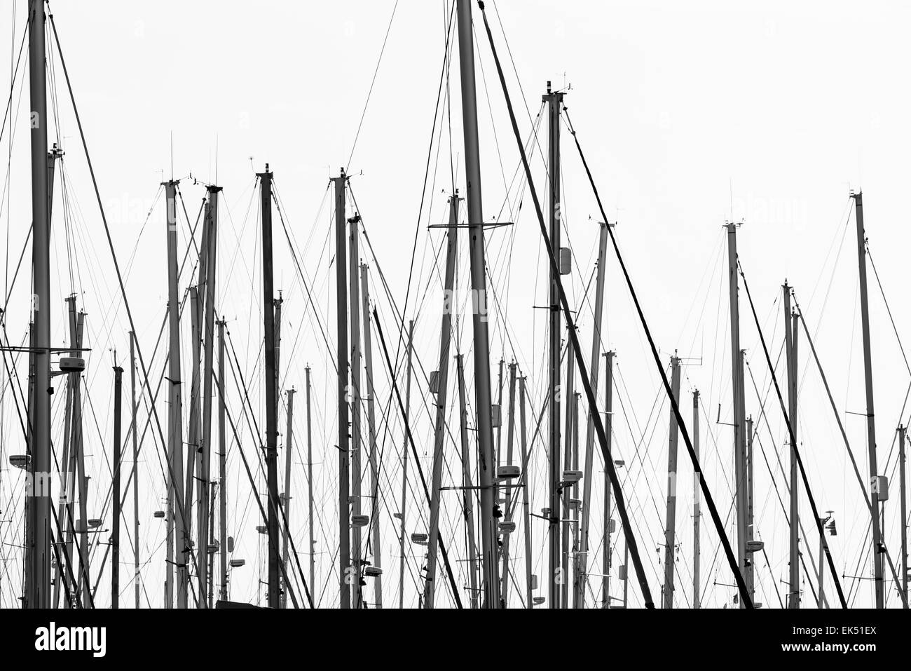Italy, Sicily, Mediterranean sea, Marina di Ragusa; 03/02/2015, sailing boat  masts in the marina - EDITORIAL Stock Photo