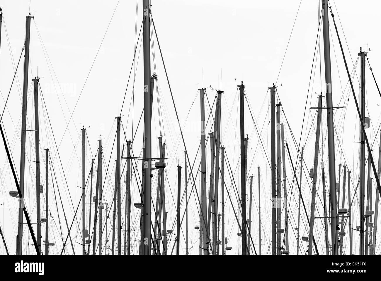 Italy, Sicily, Mediterranean sea, Marina di Ragusa; 03/02/2015, sailing boat  masts in the marina - EDITORIAL Stock Photo