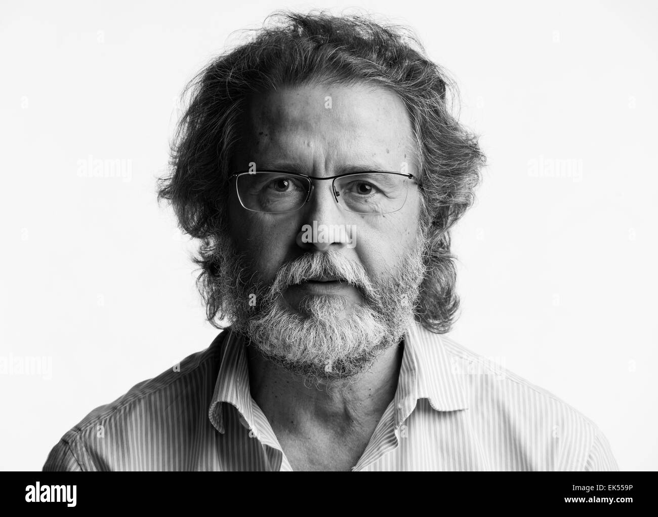 Bearded caucasian middle aged man Black and White Stock Photos & Images ...