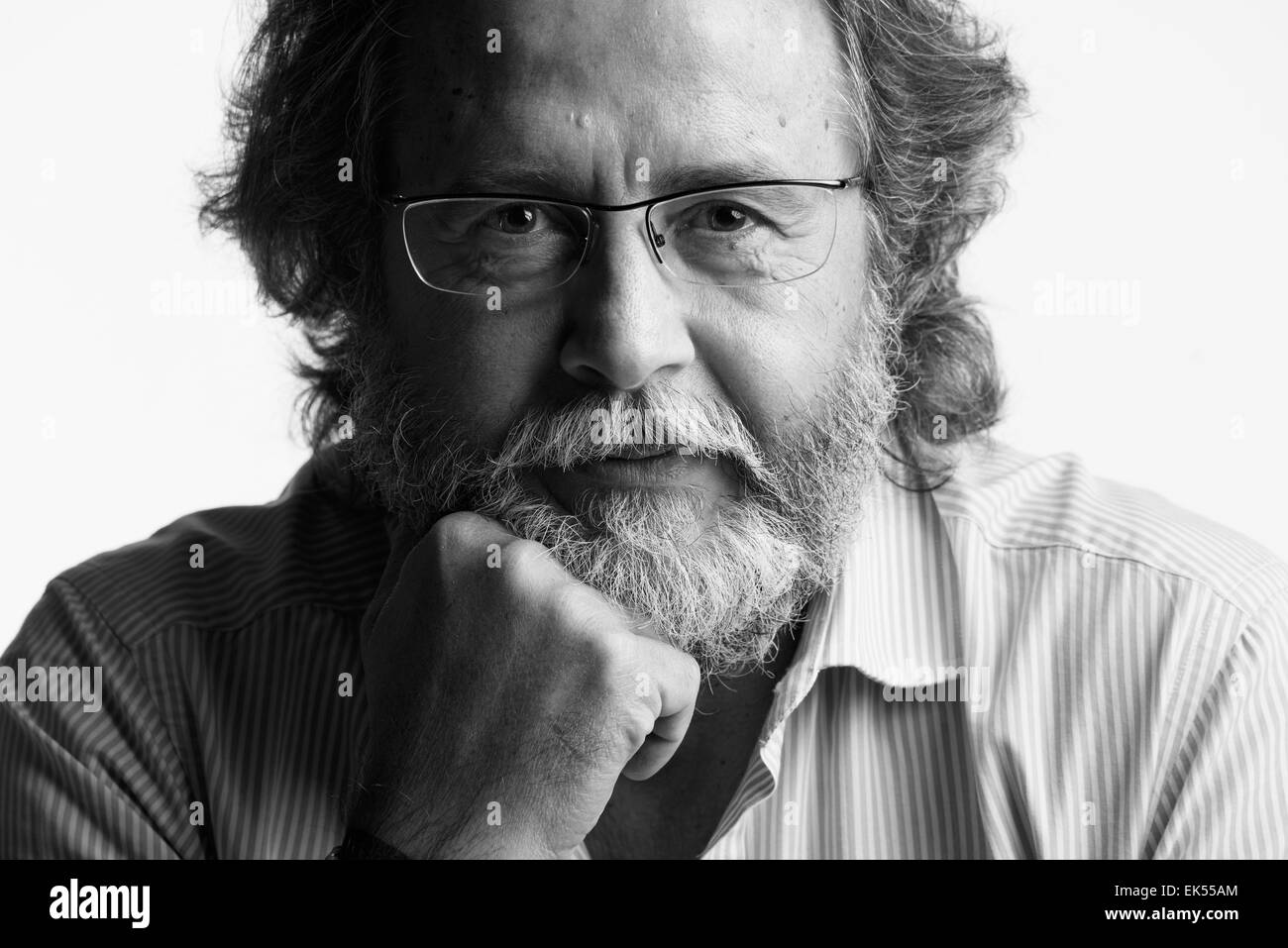 Caucasian bearded middle aged man Black and White Stock Photos & Images ...