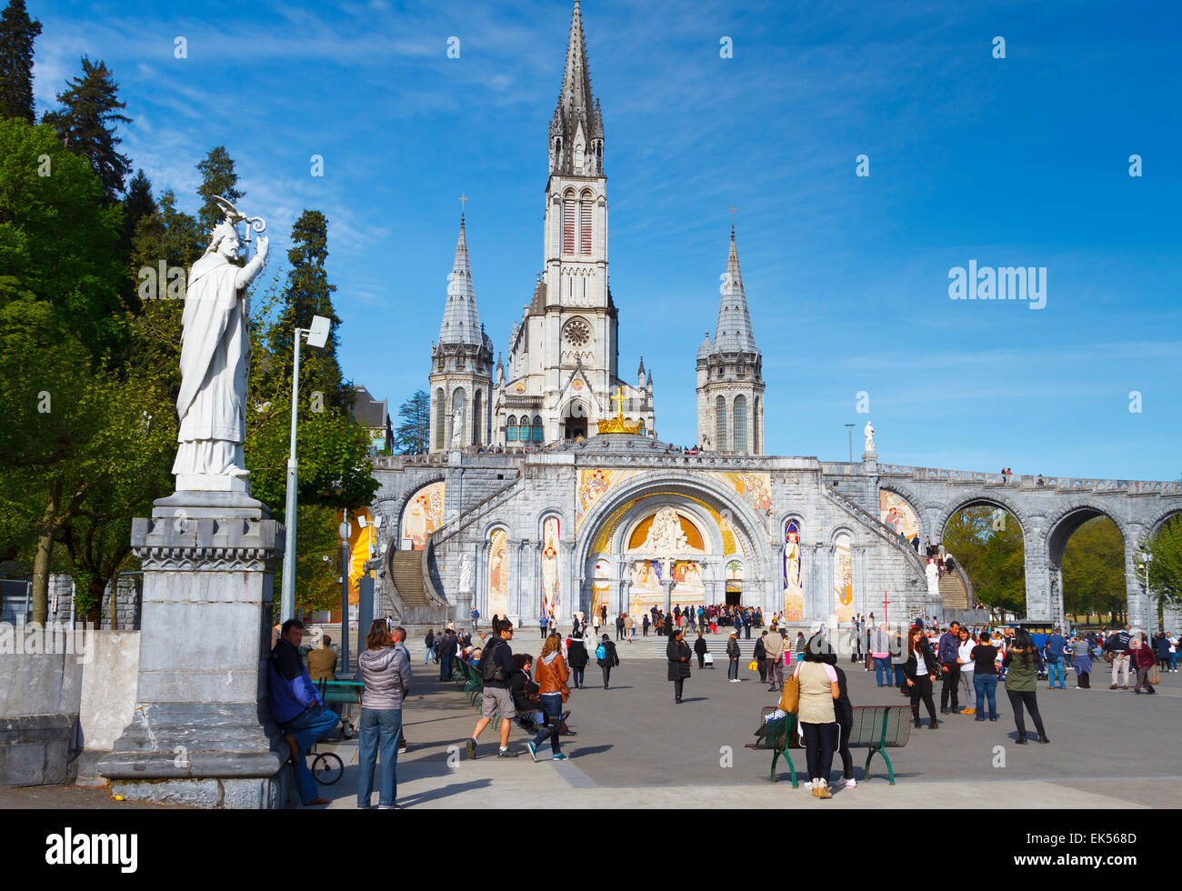 Rosary Basilica. Lourdes city. Hautes-Pyrenees department, Midi ...