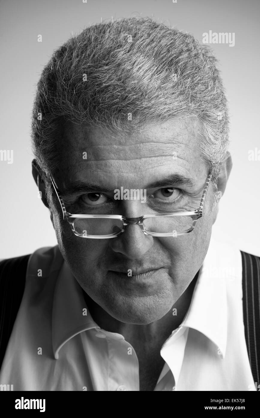 Man middle aged gray hair Black and White Stock Photos & Images - Alamy