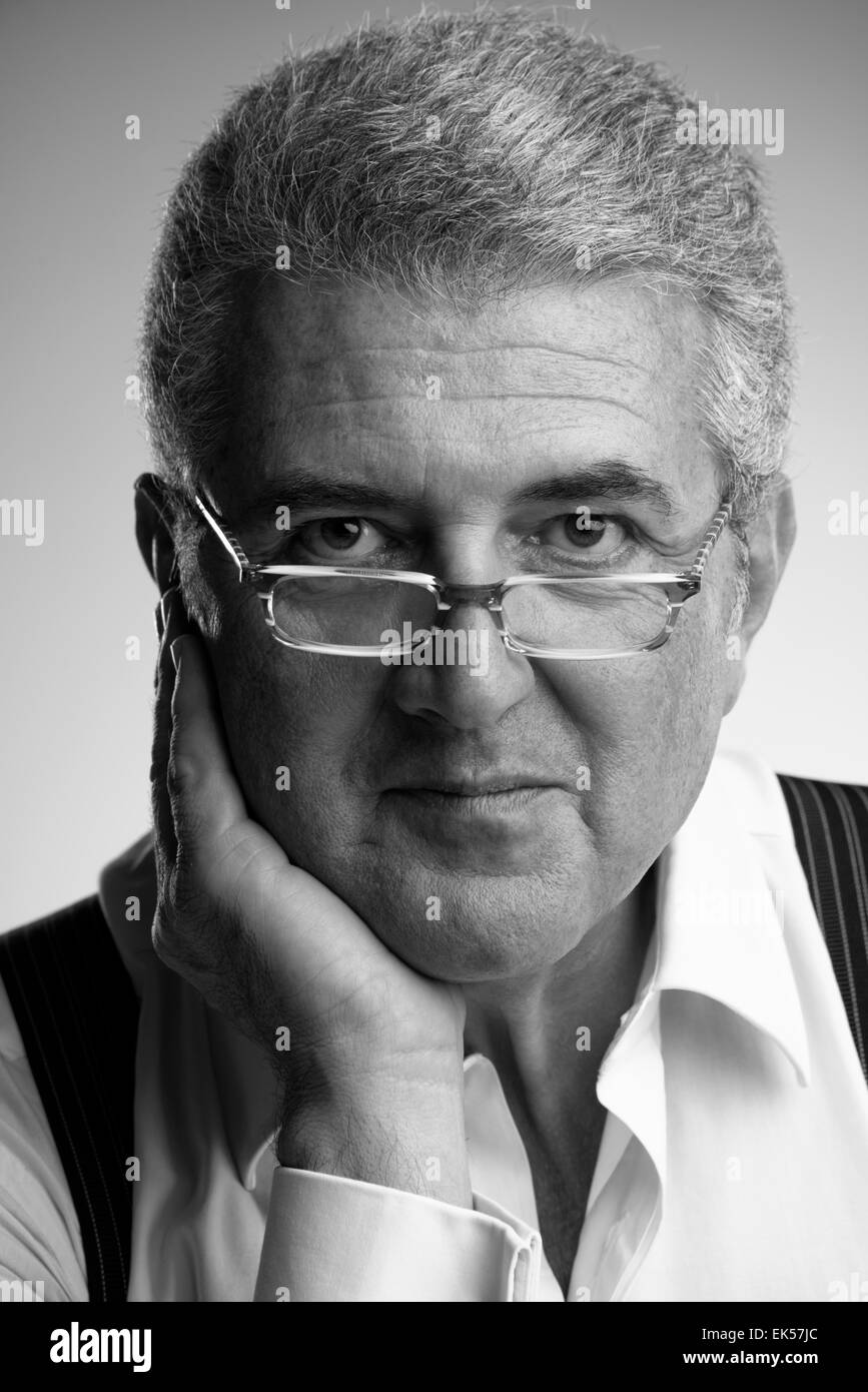One man a single middle aged man Black and White Stock Photos & Images ...