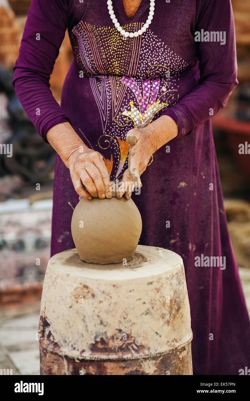 clay pot creation traditional handicraft in vietnam Stock Photo