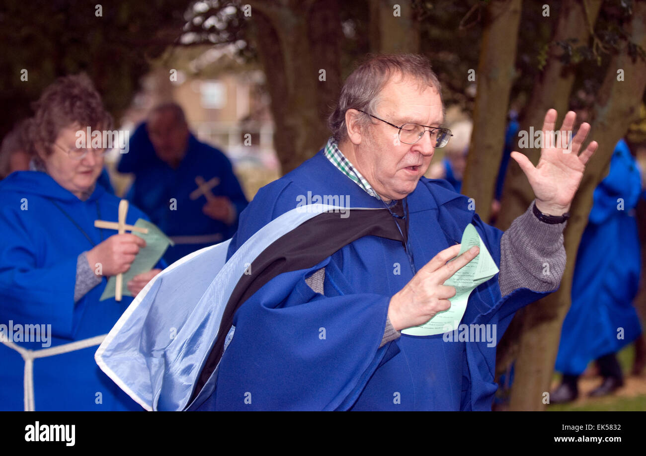 Church procession during Palm Sunday, Blackmoor, Hampshire, UK. Stock Photo