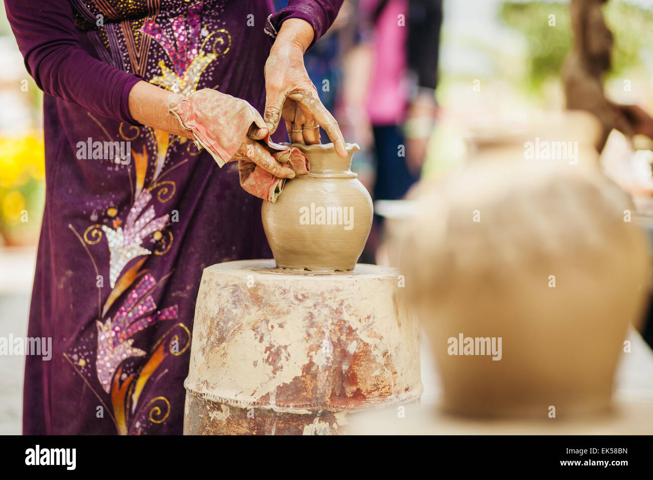 clay pot creation traditional handicraft in vietnam Stock Photo Alamy