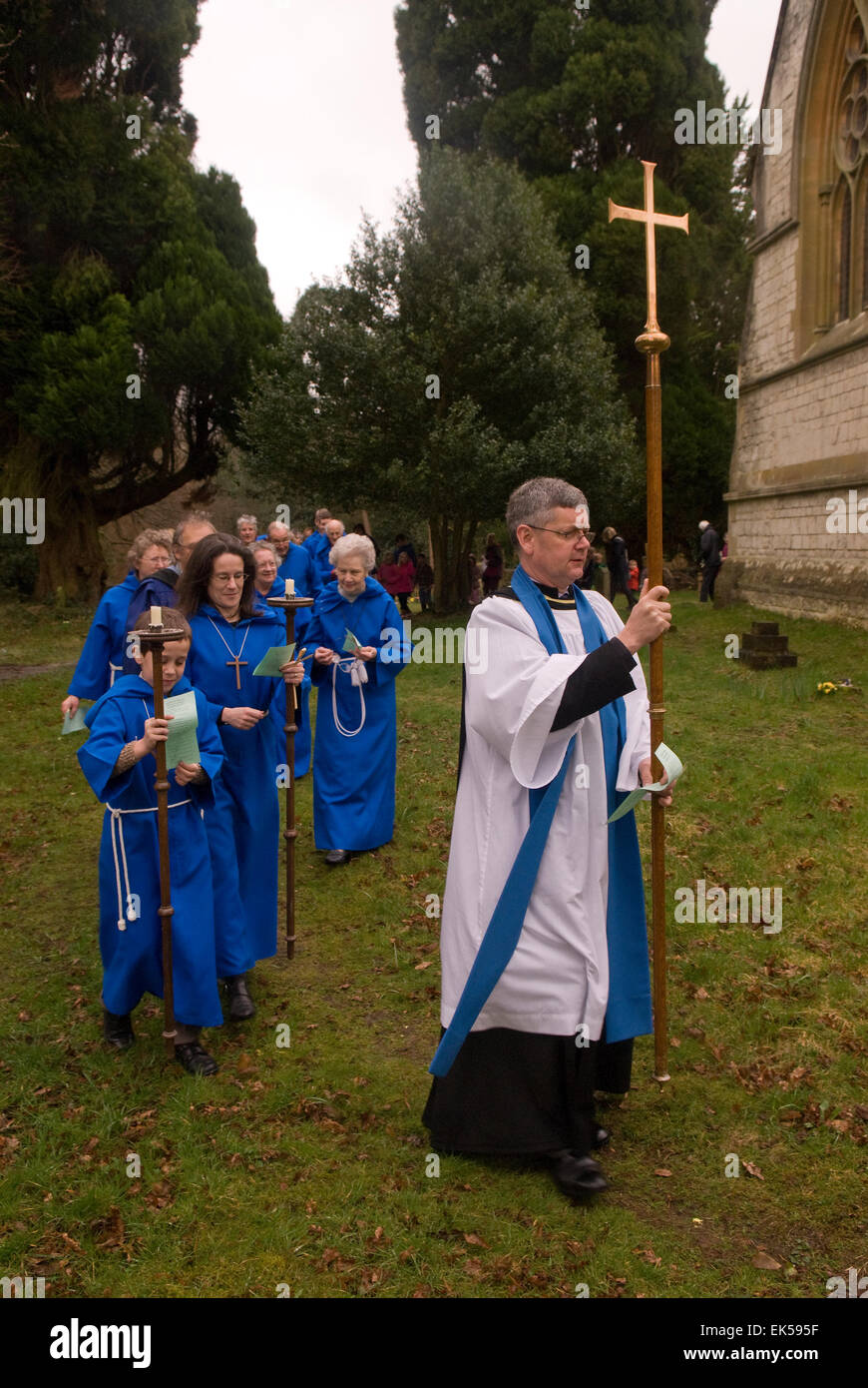 Church procession on Palm Sunday, Blackmoor, Hampshire, UK. Stock Photo