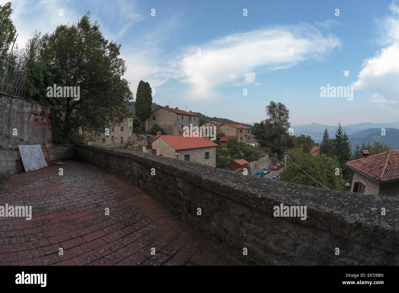 viewpoint of village, Quota di Poppi, Casentino, Tuscany Stock Photo