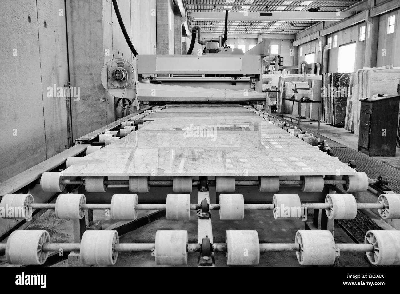 Italy, marble cutting factory, marble polishing industrial Stock