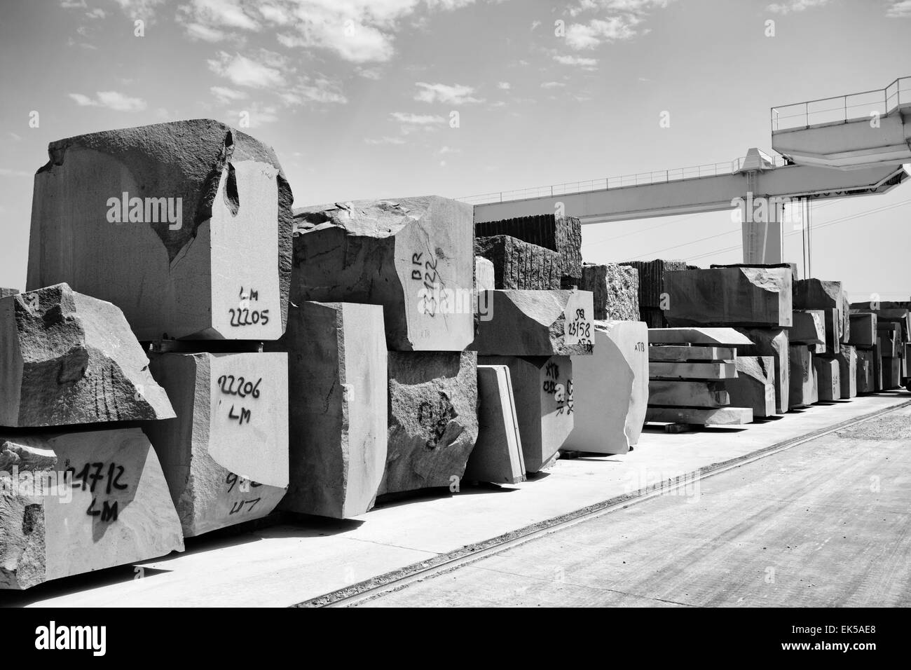 Italy, marble cutting factory, granite blocks industrial Stock Photo