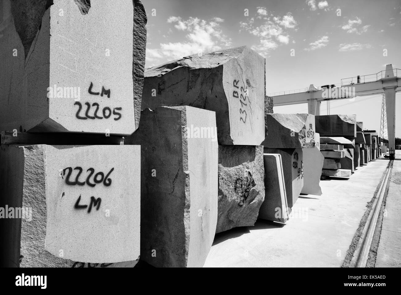 Italy, marble cutting factory, granite blocks industrial Stock Photo