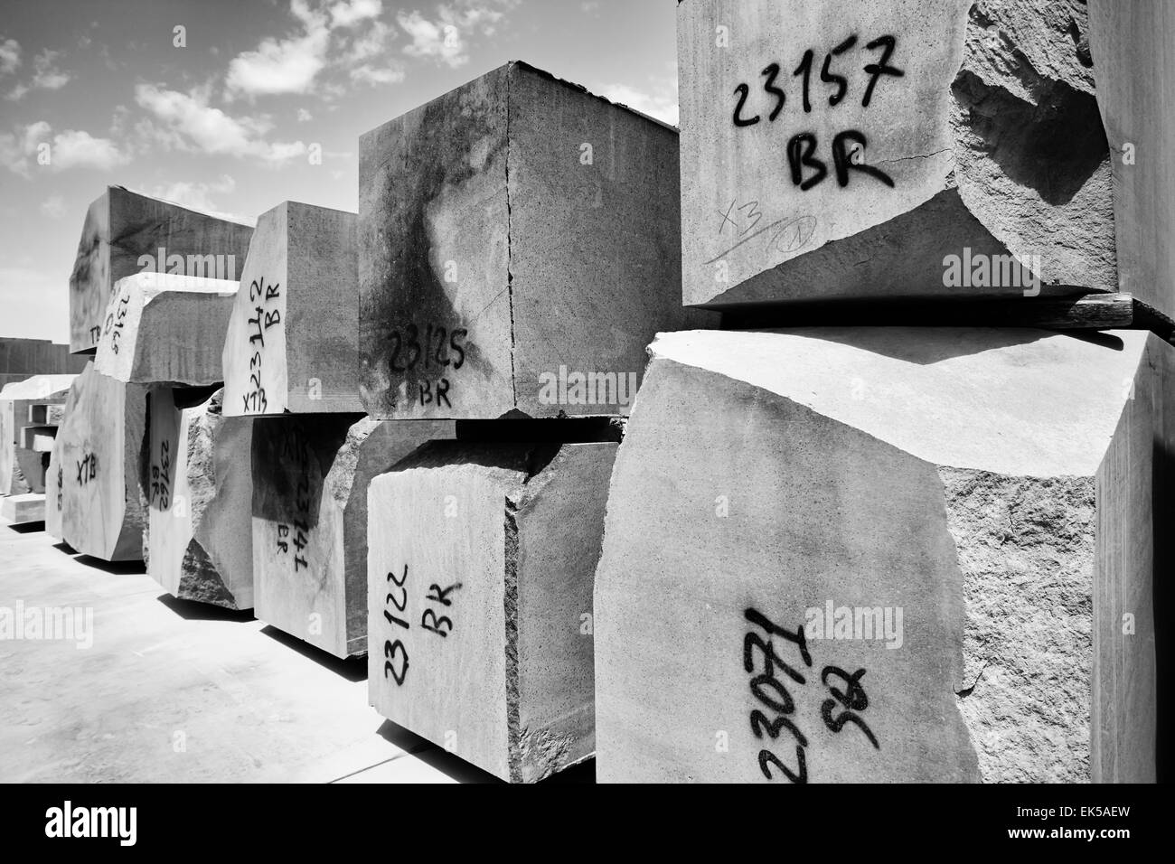 Italy, marble cutting factory, granite blocks industrial Stock Photo