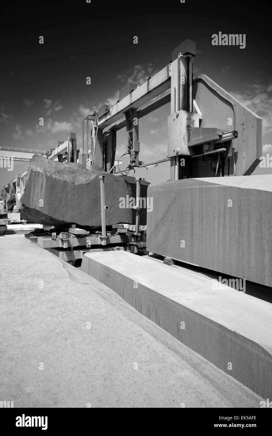 Italy, marble cutting factory, granite blocks industrial Stock Photo