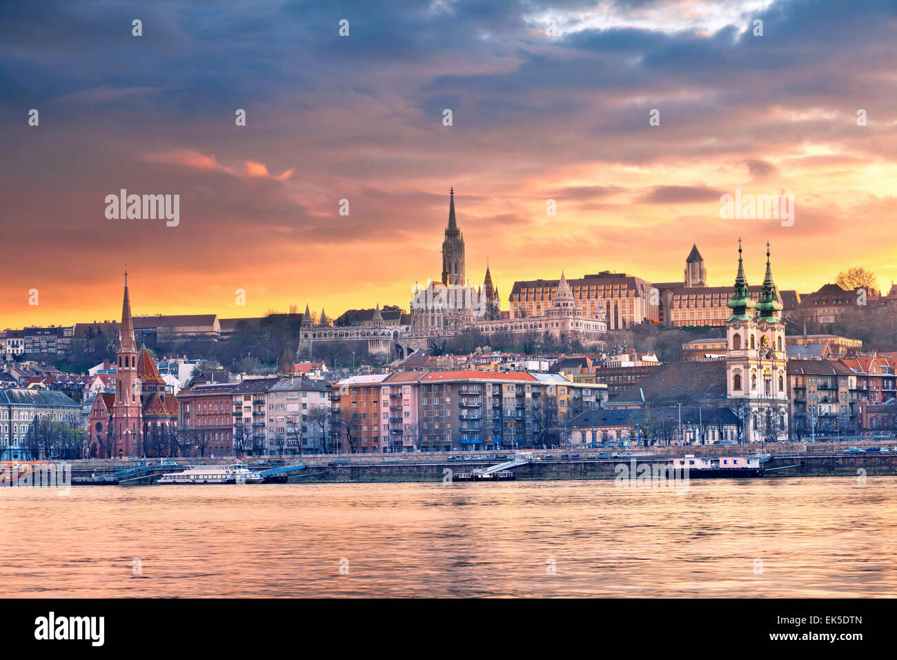 Budapest. Image of Budapest skyline during spring sunset. Stock Photo