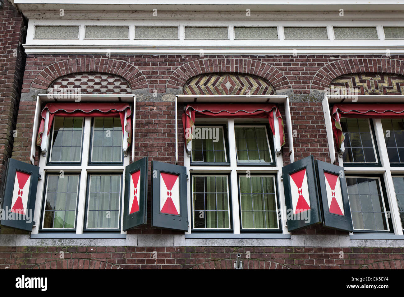 Holland, Volendam village (Amsterdam), old stone house facade and ...