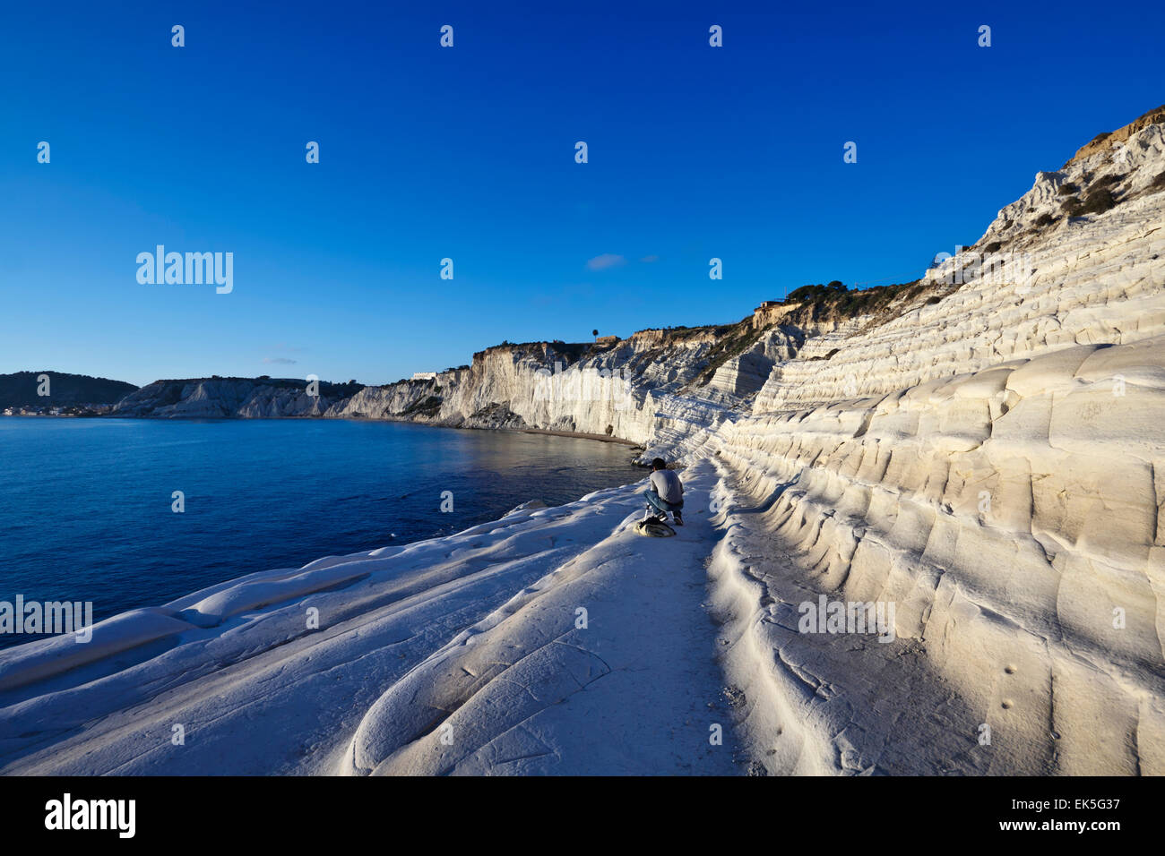 Realmonte Italy, Sicily, Realmonte, view of the Turkish Staircase at sunset Stock ...