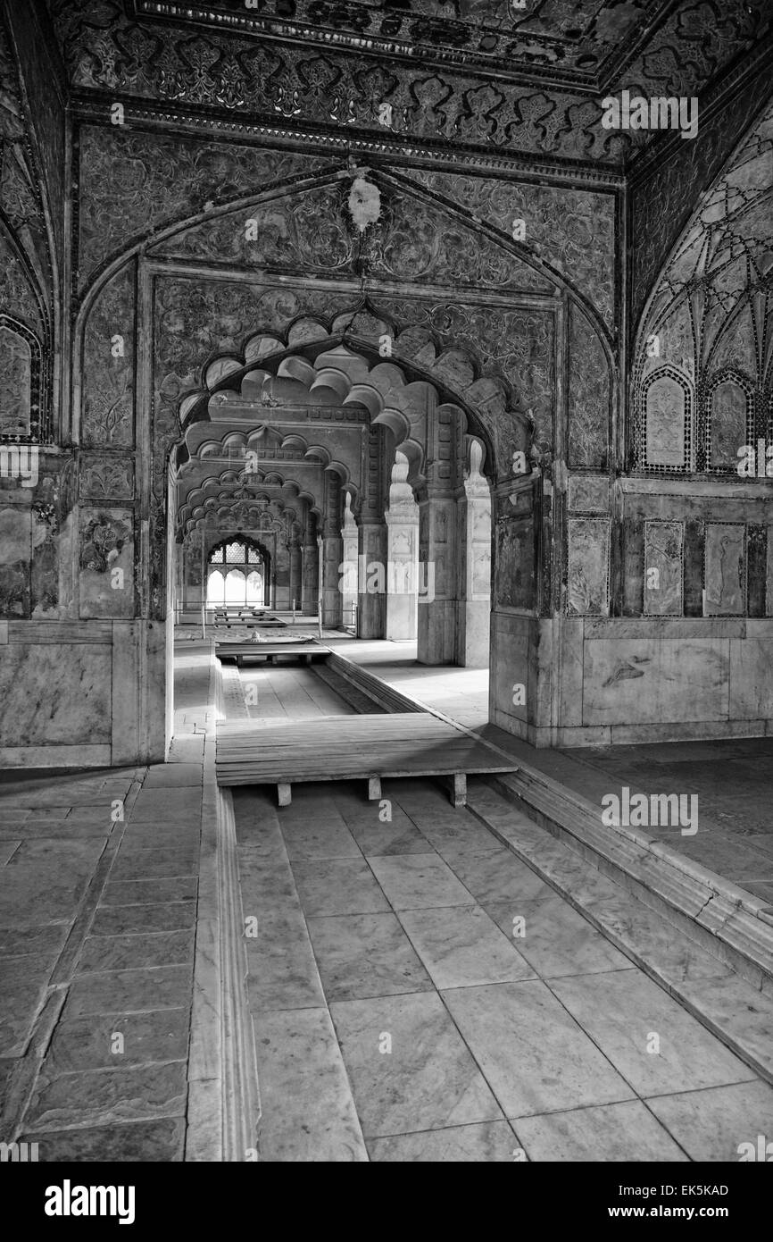 India, Delhi, the Red Fort, Diwan-I-Am, on the banks of the river Yamuna,  the fort was built by Shahjahan as the Delhi citadel Stock Photo