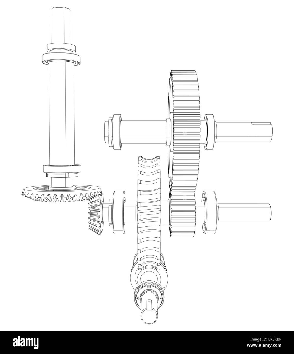 Reducer consisting of gears, bearings and shafts. Vector Stock Photo Alamy